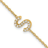 14K Diamond Sideways Letter S w/ 1in ext. Bracelet-BM9951S-017-YA
