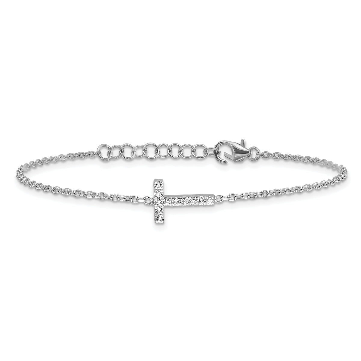 14KW Diamond Sideways Letter T w/ 1in ext. Bracelet-BM9951T-013-WA