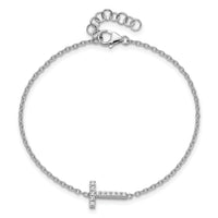 14KW Diamond Sideways Letter T w/ 1in ext. Bracelet-BM9951T-013-WA