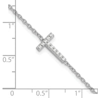 14KW Diamond Sideways Letter T w/ 1in ext. Bracelet-BM9951T-013-WA