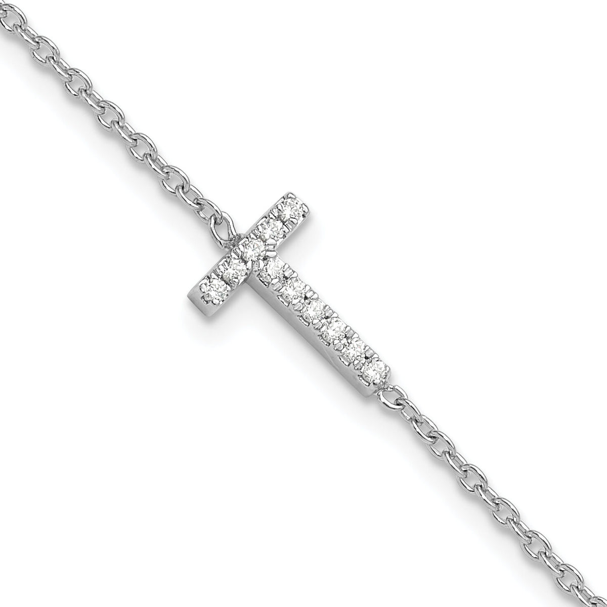 14KW Diamond Sideways Letter T w/ 1in ext. Bracelet-BM9951T-013-WA