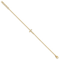 14K Diamond Sideways Letter T w/ 1in ext. Bracelet-BM9951T-013-YA