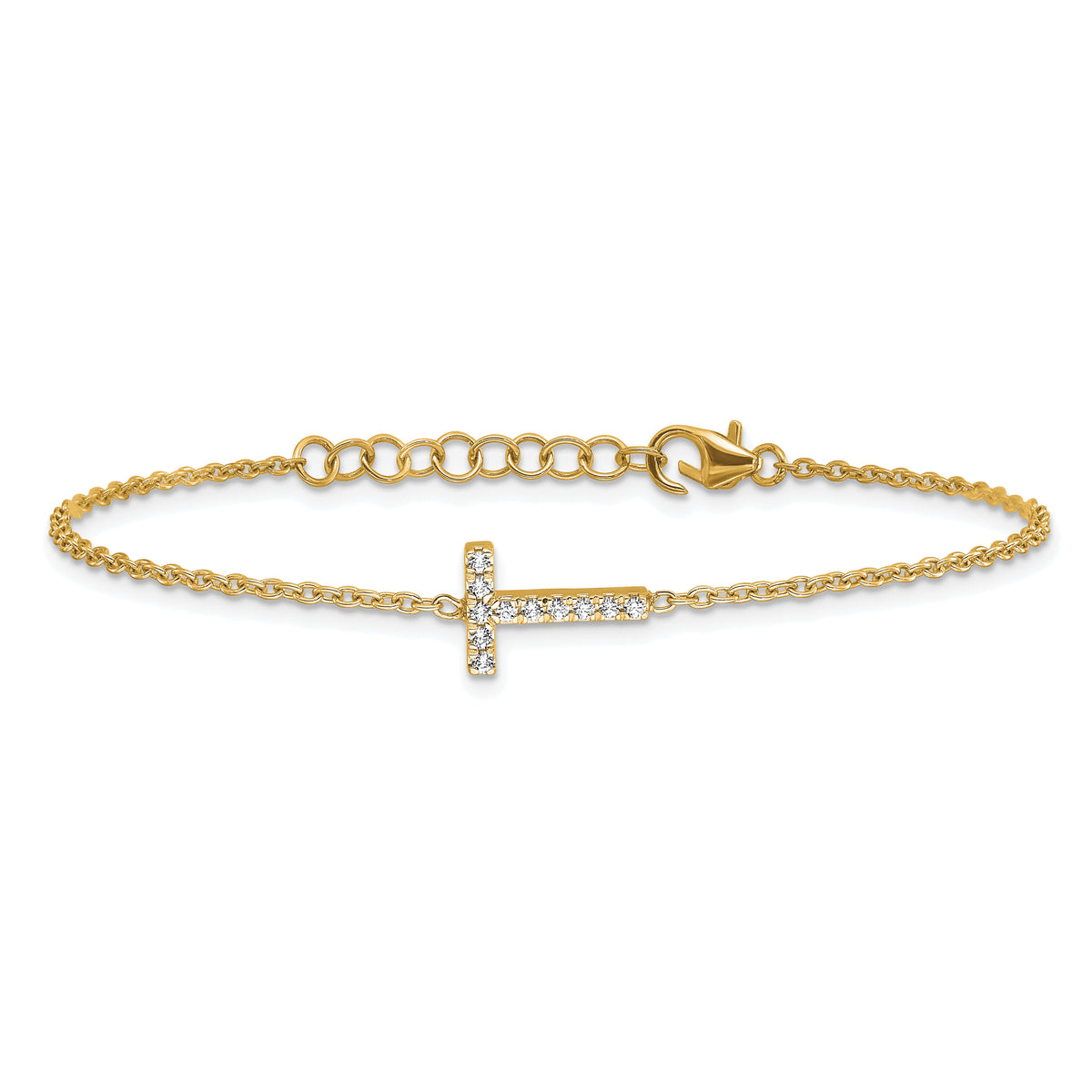 14K Diamond Sideways Letter T w/ 1in ext. Bracelet-BM9951T-013-YA