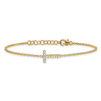 14K Diamond Sideways Letter T w/ 1in ext. Bracelet-BM9951T-013-YA