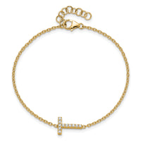 14K Diamond Sideways Letter T w/ 1in ext. Bracelet-BM9951T-013-YA