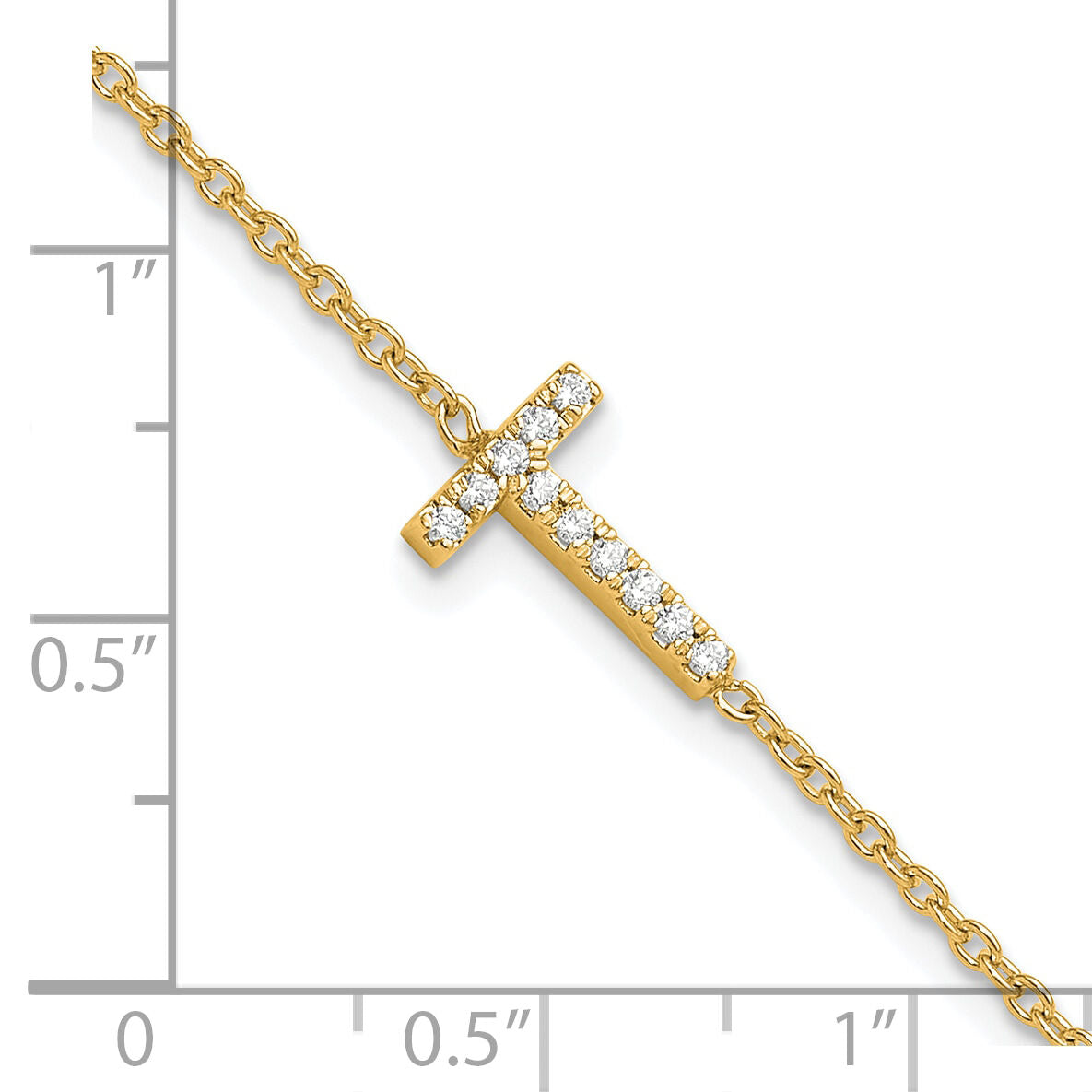14K Diamond Sideways Letter T w/ 1in ext. Bracelet-BM9951T-013-YA