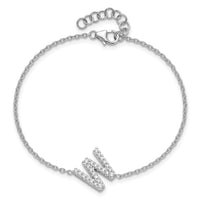 14KW Diamond Sideways Letter W w/ 1in ext. Bracelet-BM9951W-030-WA