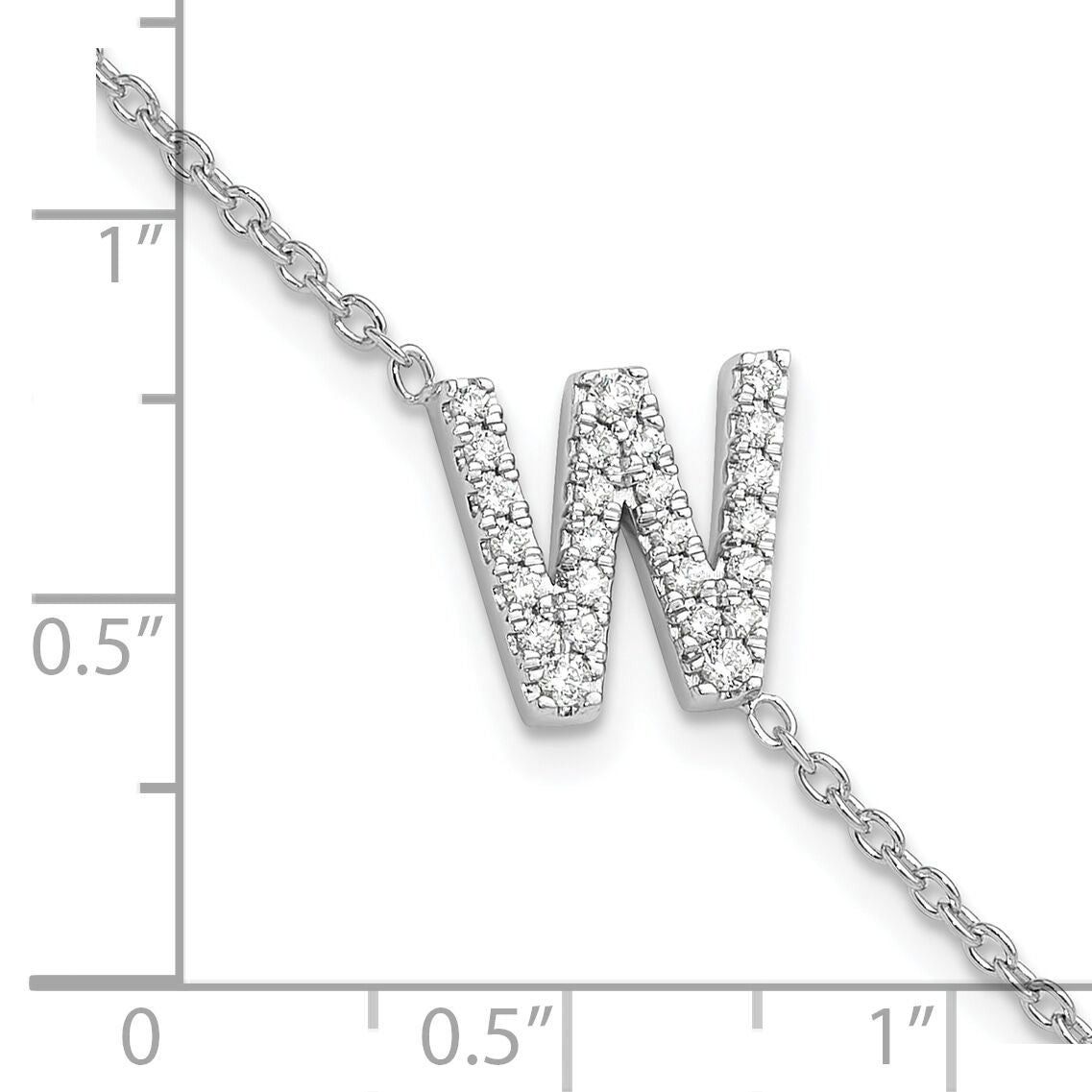 14KW Diamond Sideways Letter W w/ 1in ext. Bracelet-BM9951W-030-WA