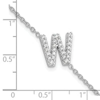 14KW Diamond Sideways Letter W w/ 1in ext. Bracelet-BM9951W-030-WA