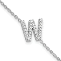 14KW Diamond Sideways Letter W w/ 1in ext. Bracelet-BM9951W-030-WA