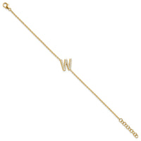 14K Diamond Sideways Letter W w/ 1in ext. Bracelet-BM9951W-030-YA