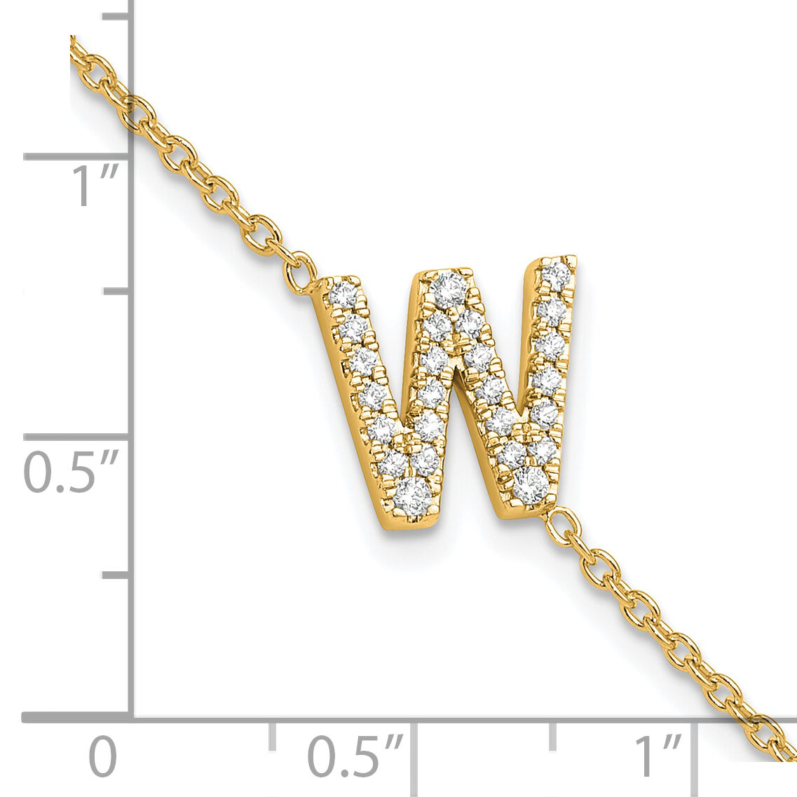14K Diamond Sideways Letter W w/ 1in ext. Bracelet-BM9951W-030-YA