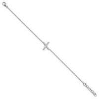 14KW Diamond Sideways Letter X w/ 1in ext. Bracelet-BM9951X-018-WA