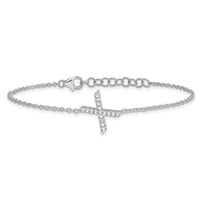 14KW Diamond Sideways Letter X w/ 1in ext. Bracelet-BM9951X-018-WA