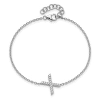 14KW Diamond Sideways Letter X w/ 1in ext. Bracelet-BM9951X-018-WA