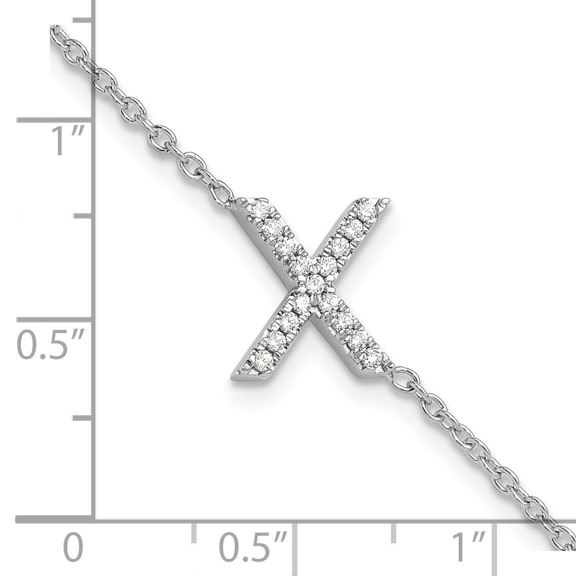 14KW Diamond Sideways Letter X w/ 1in ext. Bracelet-BM9951X-018-WA