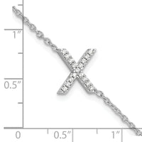 14KW Diamond Sideways Letter X w/ 1in ext. Bracelet-BM9951X-018-WA