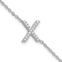 14KW Diamond Sideways Letter X w/ 1in ext. Bracelet-BM9951X-018-WA