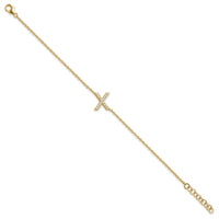 14K Diamond Sideways Letter X w/ 1in ext. Bracelet-BM9951X-018-YA