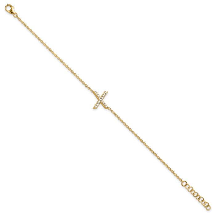 14K Diamond Sideways Letter X w/ 1in ext. Bracelet-BM9951X-018-YA
