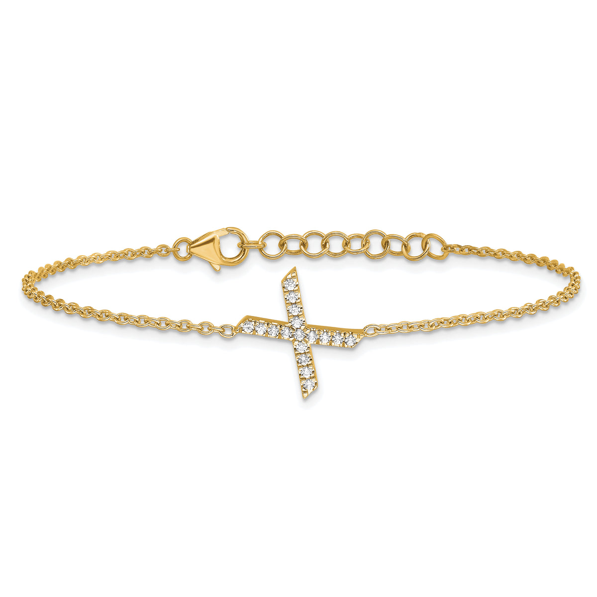 14K Diamond Sideways Letter X w/ 1in ext. Bracelet-BM9951X-018-YA