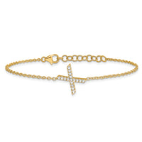 14K Diamond Sideways Letter X w/ 1in ext. Bracelet-BM9951X-018-YA
