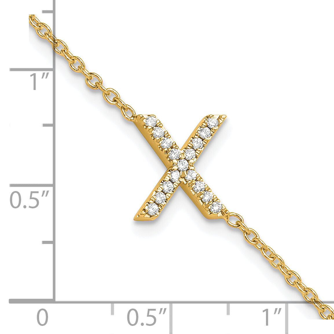 14K Diamond Sideways Letter X w/ 1in ext. Bracelet-BM9951X-018-YA