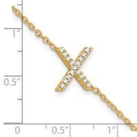 14K Diamond Sideways Letter X w/ 1in ext. Bracelet-BM9951X-018-YA