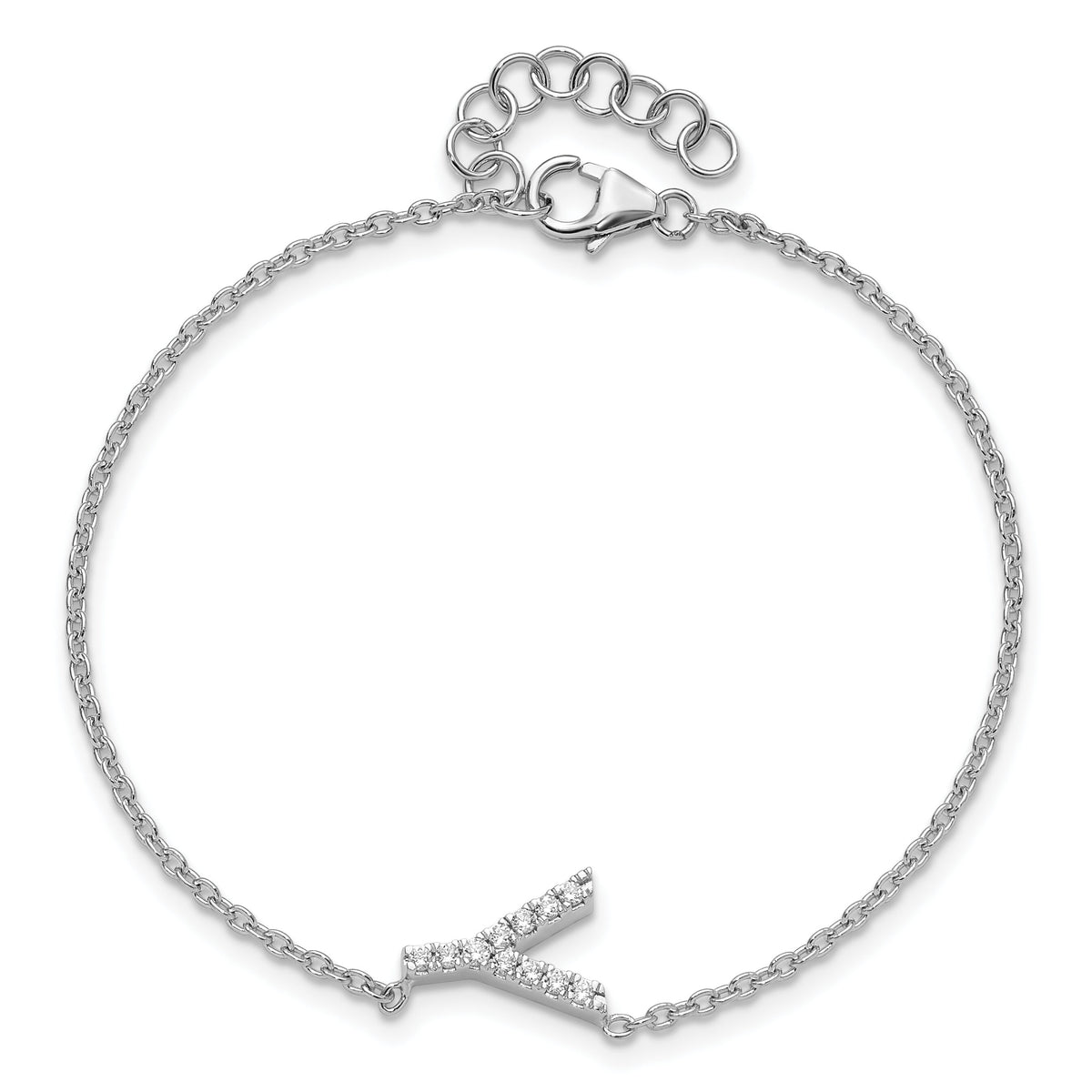 14KW Diamond Sideways Letter Y w/ 1in ext. Bracelet-BM9951Y-014-WA