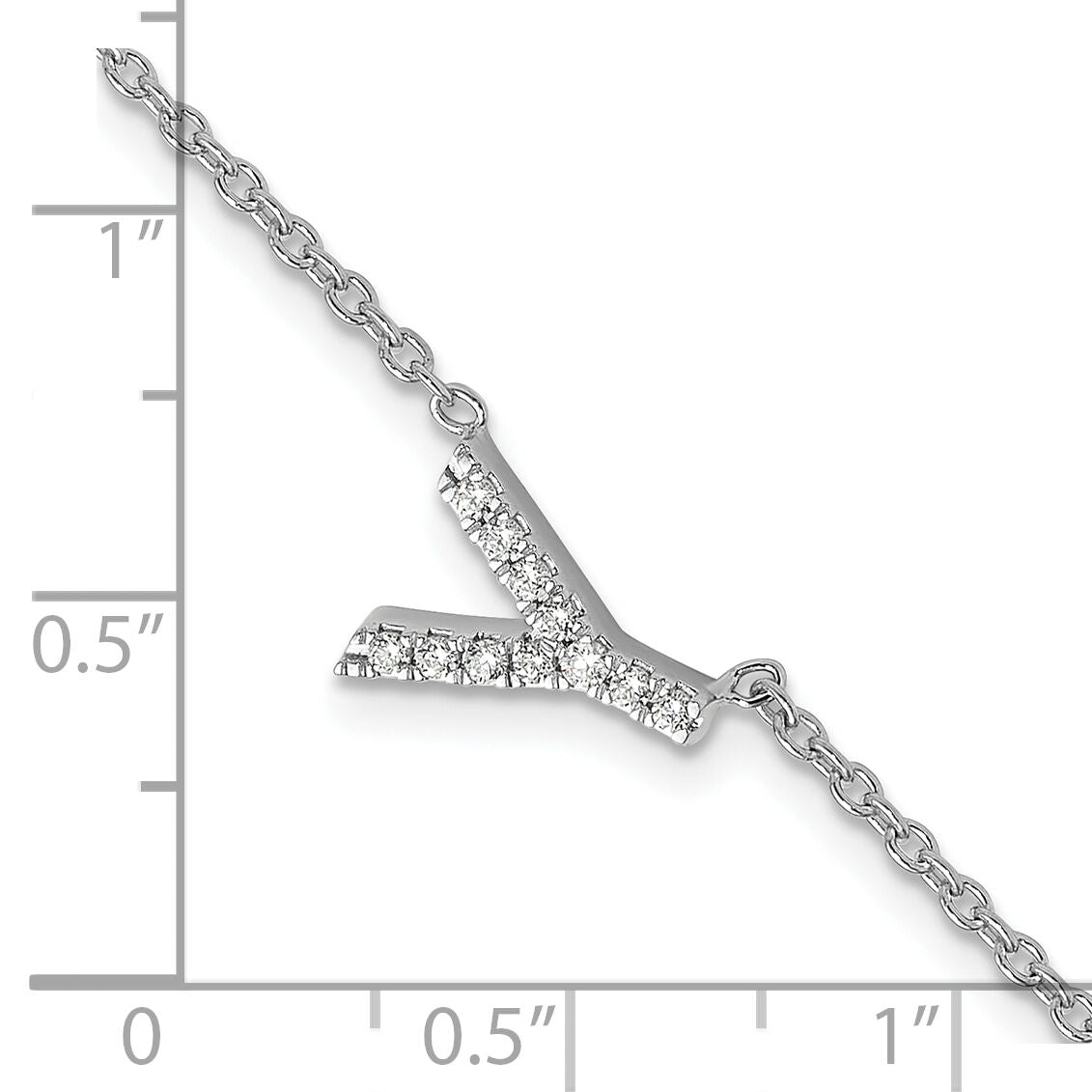 14KW Diamond Sideways Letter Y w/ 1in ext. Bracelet-BM9951Y-014-WA