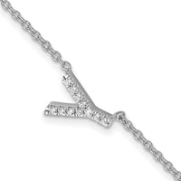 14KW Diamond Sideways Letter Y w/ 1in ext. Bracelet-BM9951Y-014-WA