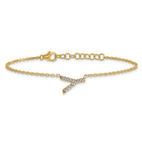 14K Diamond Sideways Letter Y w/ 1in ext. Bracelet-BM9951Y-014-YA