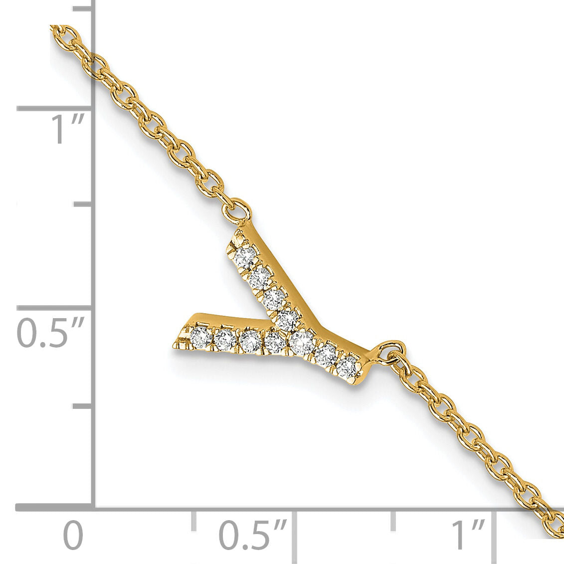 14K Diamond Sideways Letter Y w/ 1in ext. Bracelet-BM9951Y-014-YA