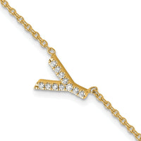 14K Diamond Sideways Letter Y w/ 1in ext. Bracelet-BM9951Y-014-YA
