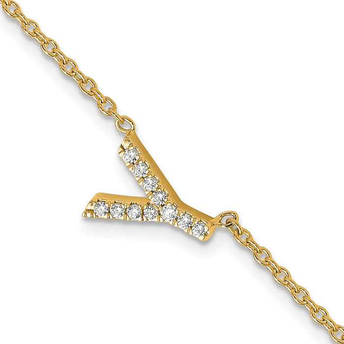 14K Diamond Sideways Letter Y w/ 1in ext. Bracelet-BM9951Y-014-YA