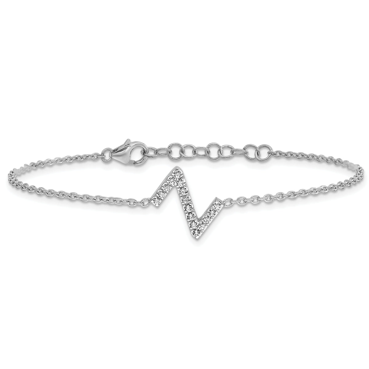 14KW Diamond Sideways Letter Z w/ 1in ext. Bracelet-BM9951Z-018-WA