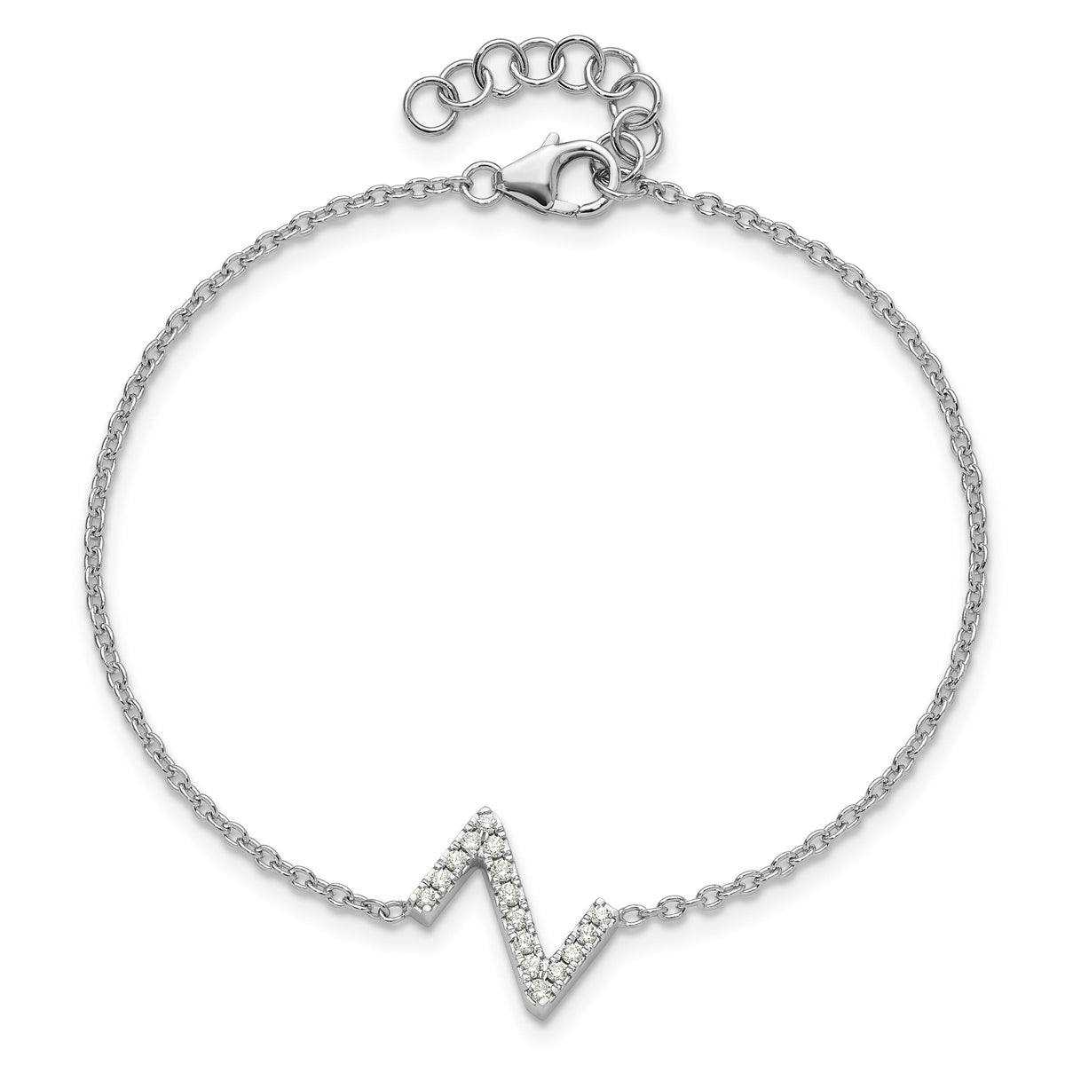 14KW Diamond Sideways Letter Z w/ 1in ext. Bracelet-BM9951Z-018-WA