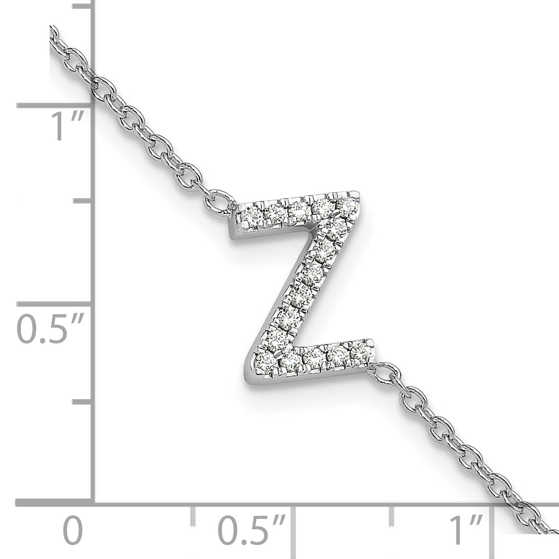 14KW Diamond Sideways Letter Z w/ 1in ext. Bracelet-BM9951Z-018-WA