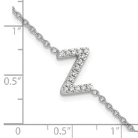14KW Diamond Sideways Letter Z w/ 1in ext. Bracelet-BM9951Z-018-WA
