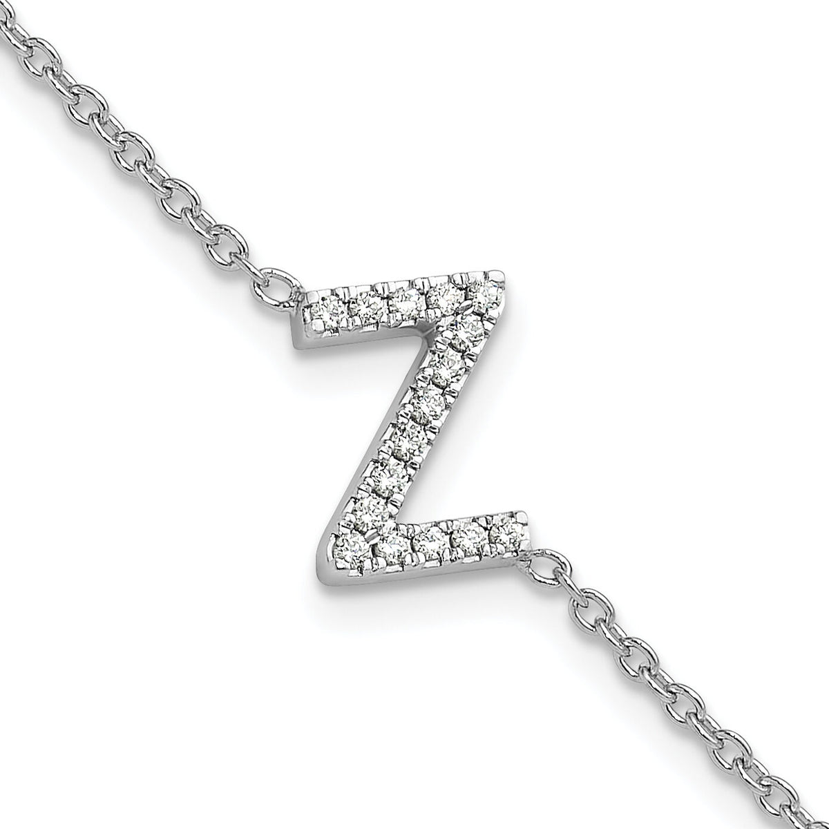 14KW Diamond Sideways Letter Z w/ 1in ext. Bracelet-BM9951Z-018-WA