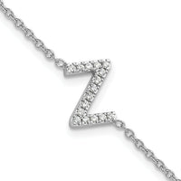 14KW Diamond Sideways Letter Z w/ 1in ext. Bracelet-BM9951Z-018-WA