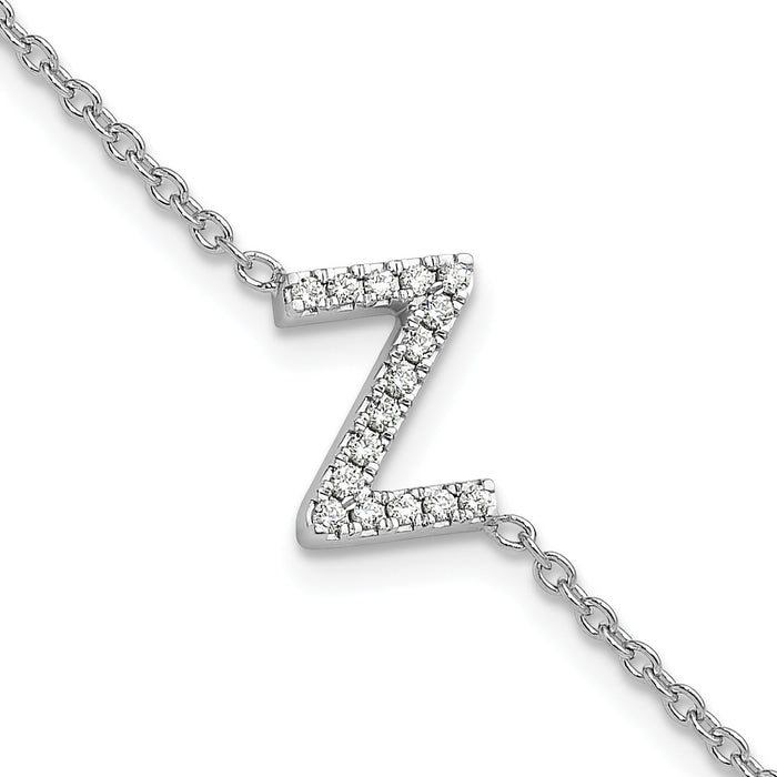 14KW Diamond Sideways Letter Z w/ 1in ext. Bracelet-BM9951Z-018-WA