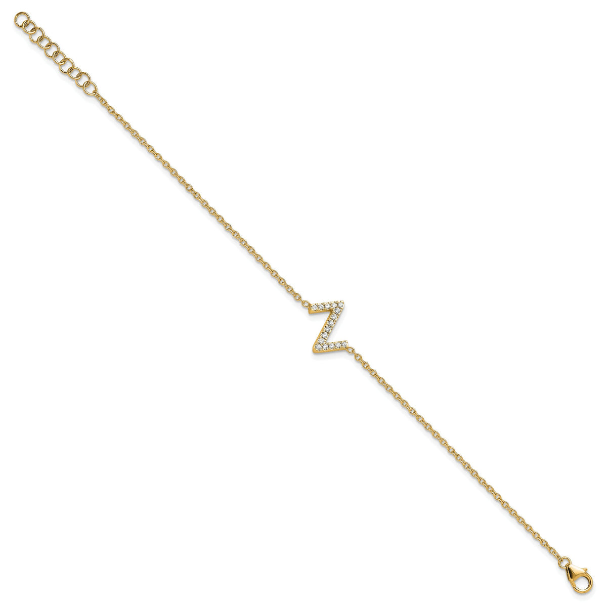 14K Diamond Sideways Letter Z w/ 1in ext. Bracelet-BM9951Z-018-YA