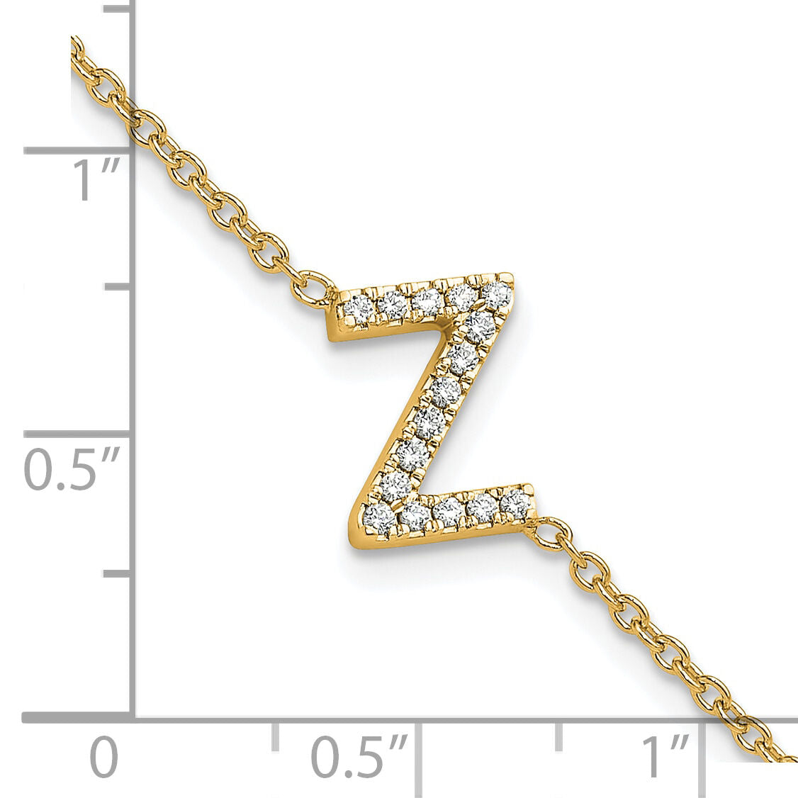 14K Diamond Sideways Letter Z w/ 1in ext. Bracelet-BM9951Z-018-YA