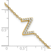 14K Diamond Sideways Letter Z w/ 1in ext. Bracelet-BM9951Z-018-YA