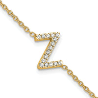 14K Diamond Sideways Letter Z w/ 1in ext. Bracelet-BM9951Z-018-YA