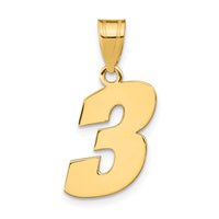 14k Polished Block Number 3 Pendant-BN03