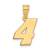 14k Polished Block Number 4 Pendant-BN04