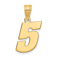 14k Polished Block Number 5 Pendant-BN05