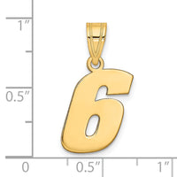 14k Polished Block Number 6 Pendant-BN06